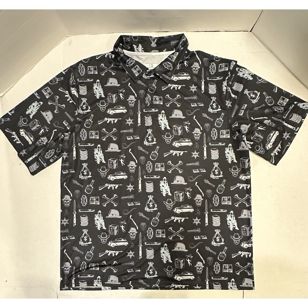 Obnoxious Golf Polo Shirt The Godfather Theme Black Men's 2XL